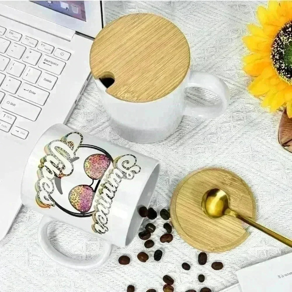 Hello pumpkin fall mug 11oz with Bamboo Lids and Stainless Steel Spoon coffee - Picture 4 of 5